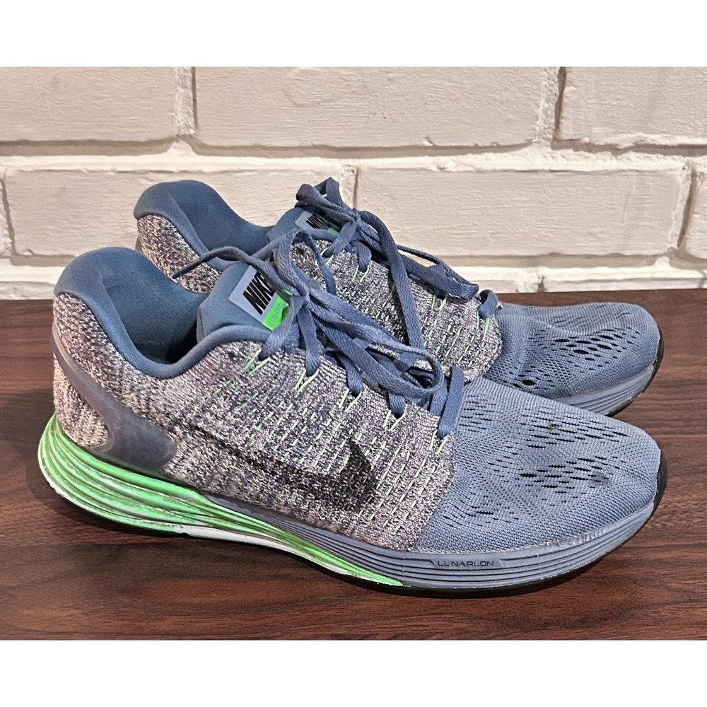 Nike Lunarglide 7 Womens‎ Blue Green Flyknit Running Shoes 747356-403 Size 9